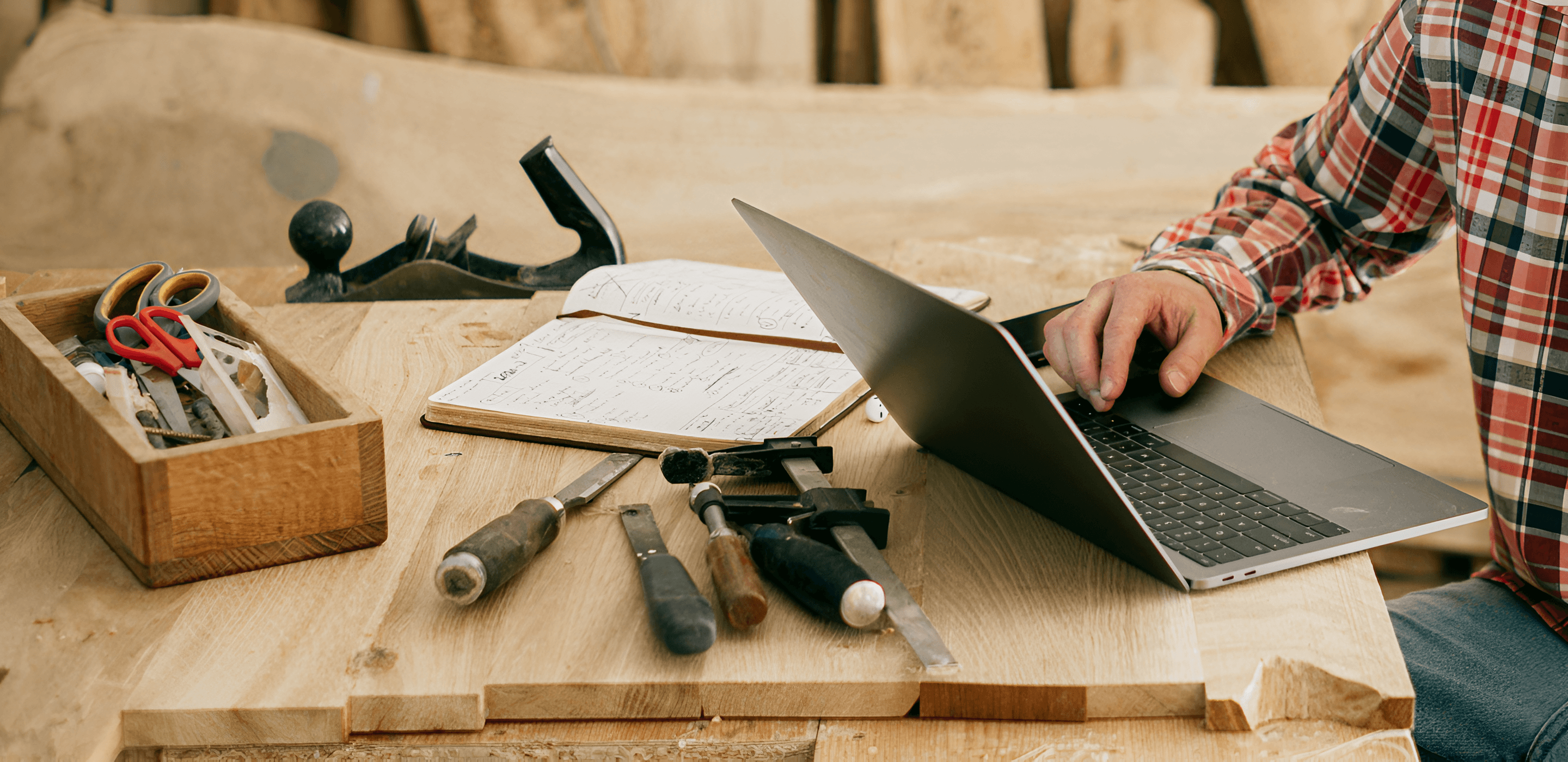 BackgroundImage is a Man working on wood